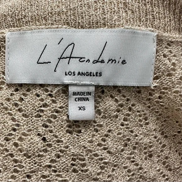 L'Academie Laurel Wrap Beige Sparkle Knit Wrap Top SZ XS Feminine Coquette READ - Picture 2 of 10